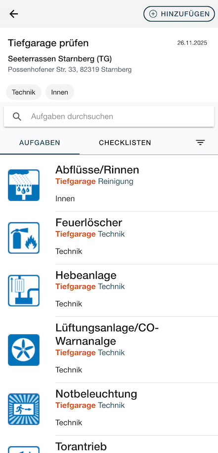 immocheck-app: Auftragsliste mit allen offenen Aufgaben